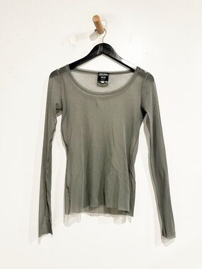 Jean Paul Gaultier Vintage Grey Mesh Long Sleeve Top Size Medium